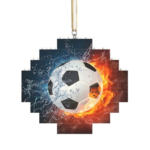 Fußball auf Feuer und Wasser, Baustein-Block-Puzzles Puzzles Rautenförmiges Ornament von HDTVTV