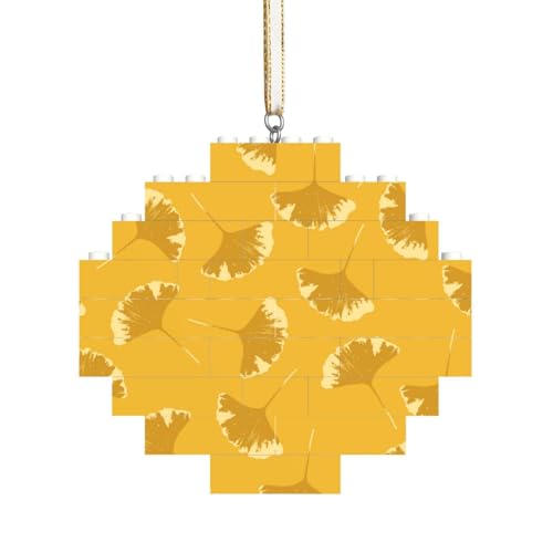 Ginkgoblätter Blumen auf gelbem Ocker, Baustein-Block-Puzzles Puzzles Rautenförmiges Ornament von HDTVTV