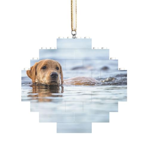 Golden Retriever Schwimmende Hunde Haustiere Labrador, Baustein-Block-Puzzles Puzzles Rautenförmiges Ornament von HDTVTV