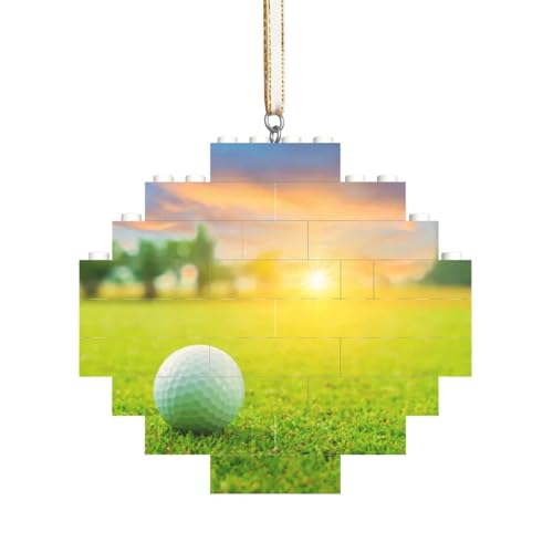 Grüner Golfball Sonnenuntergang Bedruckt, Baustein-Block-Puzzles Puzzles Rautenförmiges Ornament von HDTVTV