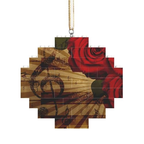 Grunge Rose Vintage Musik, Baustein-Block-Puzzles Puzzles Rautenförmiges Ornament von HDTVTV