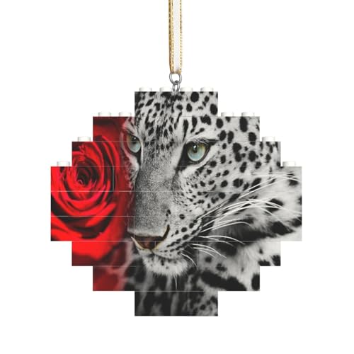 Leoparden-Rot-Rose, Baustein-Block-Puzzles Puzzles Rautenförmiges Ornament von HDTVTV