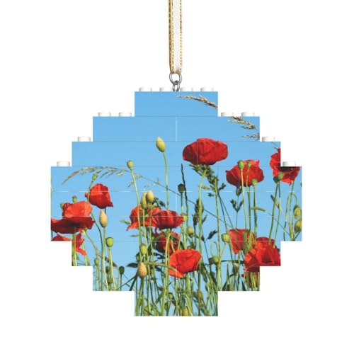 Mohnblumen am blauen Himmel, Baustein-Block-Puzzles Puzzles Rautenförmiges Ornament von HDTVTV