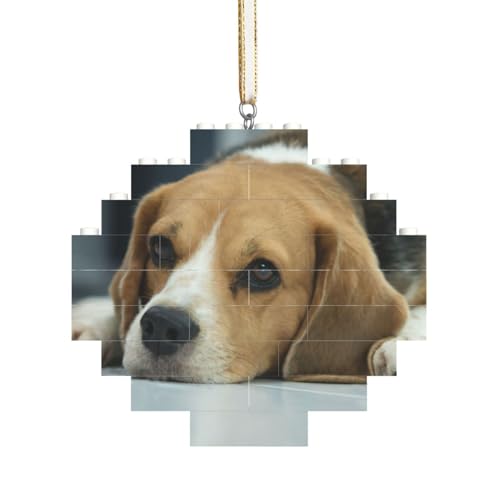 Niedlicher Beagle-Hund liegt auf dem Boden, Baustein-Block-Puzzles Puzzles Rautenförmiges Ornament von HDTVTV