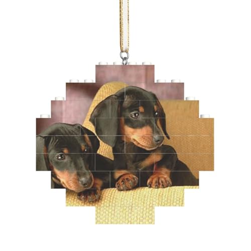 Niedlicher Hund mit Zwei Dackeln, Baustein-Block-Puzzles Puzzles Rautenförmiges Ornament von HDTVTV