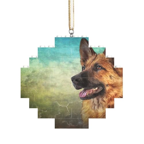 Porträt des Deutschen Schäferhundes Druck, Baustein-Block-Puzzles Puzzles Rautenförmiges Ornament von HDTVTV