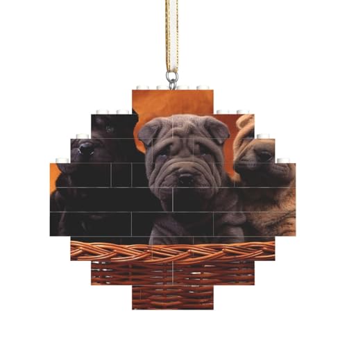 Shar Pei Schwarzer Welpe Kleine Hunde Grauer Welpe Haustiere, Baustein-Block-Puzzles Puzzles Rautenförmiges Ornament von HDTVTV