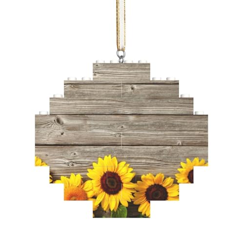 Sonnenblume auf rustikalem Holz, Baustein-Block-Puzzles Puzzles Rautenförmiges Ornament von HDTVTV