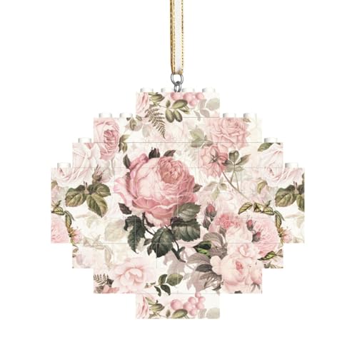 Vintage Shabby Chic Sepia rosa Rosen, Baustein-Block-Puzzles Puzzles Rautenförmiges Ornament von HDTVTV