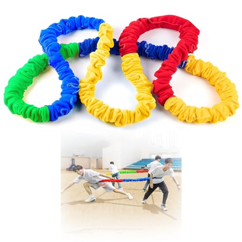 Kooperatives dehnbares Band Reißfeste Fleece-Übungsbänder, farbenfrohes tragbares Tauziehen-Seil/elastisches kooperatives dehnbares Band, elastisches Band für kooperative Spielbewegungen(1 pack,19 ft/ von HDYZJQ