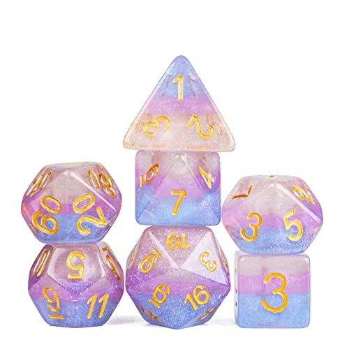 HDdais 7PCS 3 Colors DND Dice Polyhedral Dice Set Glitter D&D Dice for Dungeons and Dragons Role Playing MTG and Other Tabletop Games von HDdais