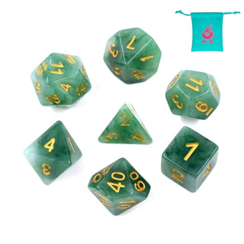 HDdais Polyhedral DND Dice Sets Gree Jade Dice for Dungeons and Dragons Pathfinder DND RPG MTG Table Gaming Dice von HDdais