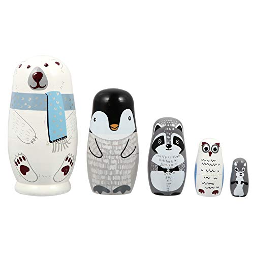 HEALLILY 5 Stück Matryoshka Babuschka Holz Klassisch Russische Matroschka Puppen Bär Figur Verschachtelung Puppen rnament Holzpuppe Russische Nesting Doll Kinder von HEALLILY