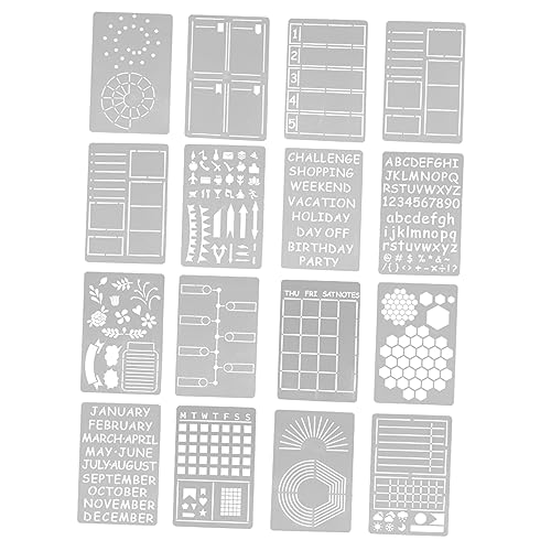 HEALSOPTHY 1 Set / 16pcs Notebook Journal Malschablonen Kunstprojekte Zeichnungsschablonen von HEALSOPTHY