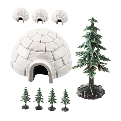 HEALSOPTHY 1 Set Arktisches Winter-miniaturspielzeug, Mini-iglu Und Weihnachtsbaumfiguren, Winzige, Realistische Eishaus-Modelle Für DIY-mikro-landschaftsdekorationen von HEALSOPTHY