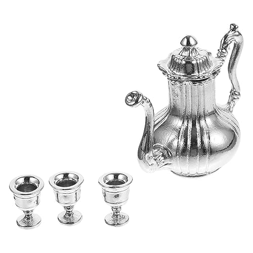 HEALSOPTHY 1 Set Miniatur Metall Silber Tiny House Zubehör Teetasse Puppenhaus Miniaturen von HEALSOPTHY