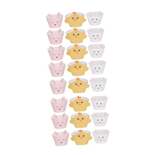 HEALSOPTHY 24pcs Ostern Cupcake Wrapper Cartoon Animal Bunny Kaninchenkuchen Wrappers Ornament von HEALSOPTHY