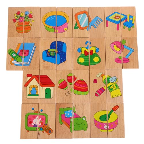 HEALSOPTHY 28-Teiliges Set Domino holzspielzeug Kindergarten Sicheres für Kleinkinder Lernspielzeug Kognitive Entwicklung Holzklötze -Holzklötze von HEALSOPTHY