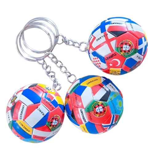 HEALSOPTHY 3 Stück Fußball Schlüsselanhänger Fußballschlüsselkette Fußball-Partytaschen Fußballparty fussball weltmeisterschaft fussball Fußball-Schlüsselanhänger Fußballringe PVC von HEALSOPTHY