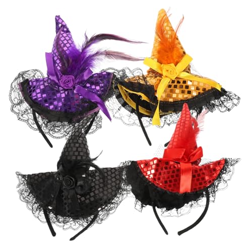HEALSOPTHY 4 Stück Stirnbänder mit Hexenhut Leichtgewichtige Haarschmuck Accessoires für Halloween Schwarz Orange Rot für Partys und Kostüme HEALSOPTHY 4 Stück Stirnbänder mit Hexenhut Leichtgewichtige Haarschmuck Accessoires für Halloween Schwarz Orange Rot für Partys und Kostüme von HEALSOPTHY