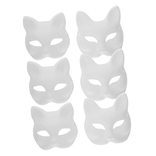 HEALSOPTHY 6 Stück DIY Katzen und Fuchsmaske Weiße Leere Halbgesichtsmaske aus Papiermasse für Bastelprojekte Cosplay und Halloween Partys Individuell Gestaltbar HEALSOPTHY 6 Stück DIY Katzen und Fuchsmaske Weiße Leere Halbgesichtsmaske aus Papiermasse für Bastelprojekte Cosplay und Halloween Partys Individuell Gestaltbar von HEALSOPTHY