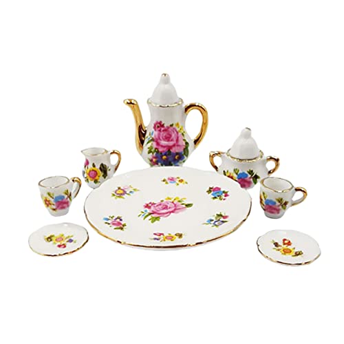 HEALSOPTHY 8 Stück Mini-Hausschmuck Mini-Teetassen Party Tasse Mini- Teetasse aus Porzellan Wohnkultur puppenhauszubehör Keramik-Tee-Set Blumenmuster Tee Set von HEALSOPTHY