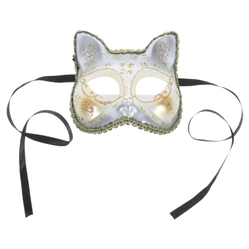 HEALSOPTHY Katzenmaske Halbgesichtsmaske Weiß Wiederverwendbar Atmungsaktiv Für Halloween Kostüm Party Cosplay HEALSOPTHY Katzenmaske Halbgesichtsmaske Weiß Wiederverwendbar Atmungsaktiv Für Halloween Kostüm Party Cosplay von HEALSOPTHY