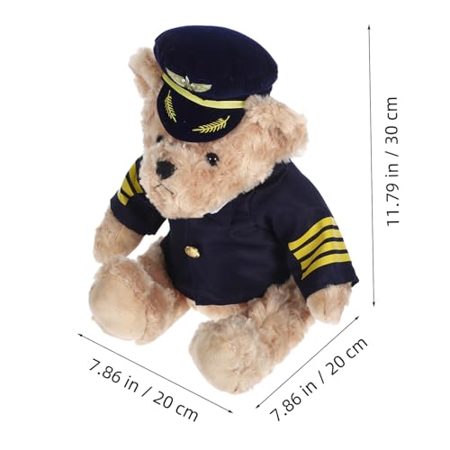 HEALSOPTHY Kuscheliger Plüschbär mit Kapitänsuniform Weiches Flugzeugpilot Stofftier Kuschelkissen für Babyzimmer Dekoration HEALSOPTHY Kuscheliger Plüschbär mit Kapitänsuniform Weiches Flugzeugpilot Stofftier Kuschelkissen für Babyzimmer Dekoration von HEALSOPTHY