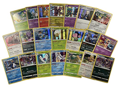 Original 20 Pokemon Karten Holographische Glitzer deutsch seltene Pokémon Karten Holo Verschiedene Karten aus aktuellen Sets + Heartforcards® Versandschutz von HEART FOR CARDS