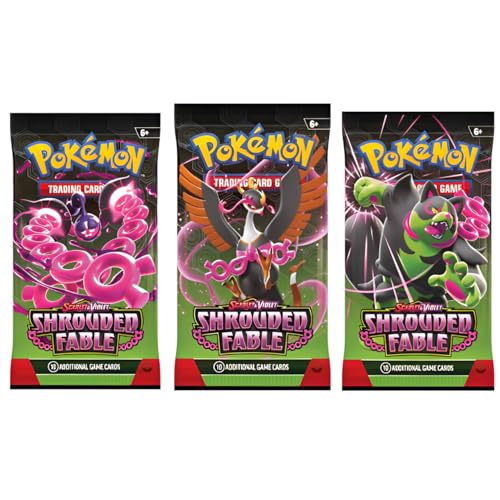 3X Shrouded Fable Booster Pokemon - 3 Booster mit 10 Karten pro Booster - ENGLISCH + Heartforcards® Versandschutz von HEART FOR CARDS