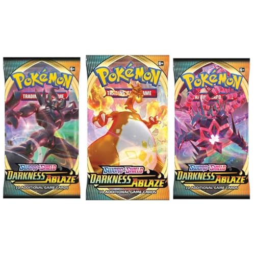 3er Pokemon Booster Set - 3X Darkness Ablaze Booster - SWSH mit 10 Karten pro Booster - Englisch Heartforcards® Versandschutz von HEART FOR CARDS