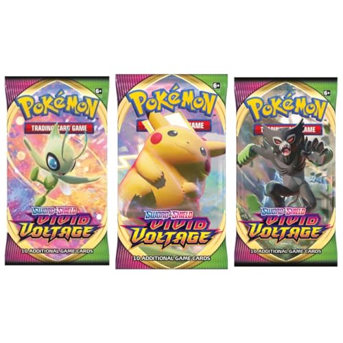 3er Pokemon Booster Set - 3X Vivid Voltage Booster - SWSH mit 10 Karten pro Booster - Englisch Heartforcards® Versandschutz von HEART FOR CARDS