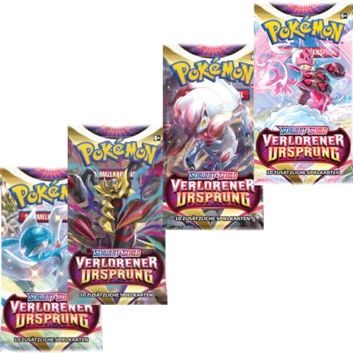 4X Pokemon VERLORENER URSPRUNG Booster Set - mit 10 Karten pro Booster - DEUTSCH + Heartforcards® Versandschutz von HEART FOR CARDS