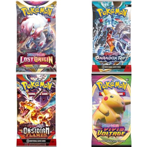 4er Pokemon Mystery Booster Set - 4X zufällige Pokemon Booster im Überraschungspaket - mit 10 Karten pro Booster - ENGLISCH + Heartforcards® Versandschutz von HEART FOR CARDS