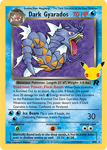 Dark Gyarados 8/82 - Celebrations - Englisch + 1 x Heartforcards Toploader von HEART FOR CARDS