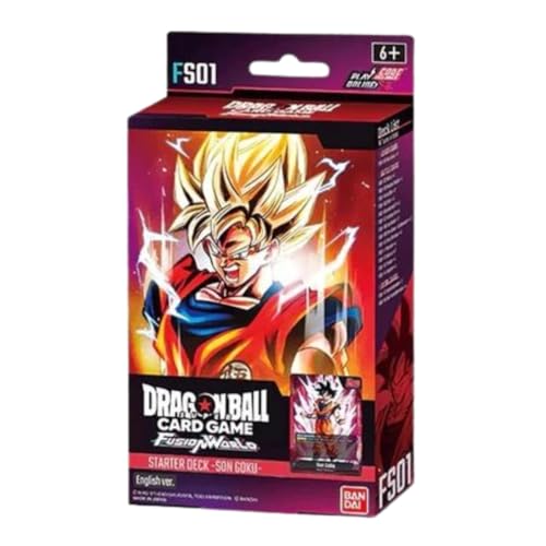 Dragonball Fusion World - Starter Deck - Englisch - direkt spielbereites Deck + Heartforcards® Versandschutz (Son Goku (FS-01)) von HEART FOR CARDS