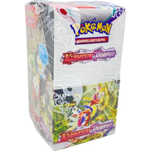 Karmesin & Purpur – Pokémon 18er Display | 18 Booster Packs | Deutsch | Mit Heartforcards® Versandschutz von HEART FOR CARDS