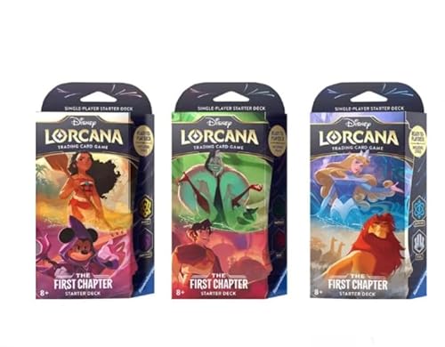 Lorcana Trading Card Game: The First Chapter Starter Deck | 3er Starter Deck-Set (Englisch) + Heartforcards® Versandschutz von HEART FOR CARDS