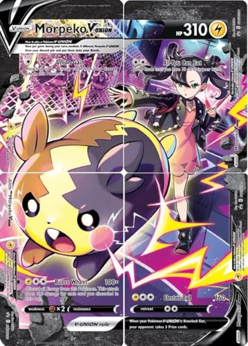 Morpeko V-Union - Pokémon 4 Karten Set | Black Star Promo | Crown Zenith | SWSH287-290 | Mit Heartforcards® Versandschutz von HEART FOR CARDS