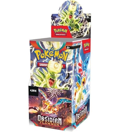 Obsidian Flammen Display mit 18 Booster Packs | Pokémon Karmesin & Purpur | 180 Karten | Deutsch + Heartforcards® Versandschutz von HEART FOR CARDS