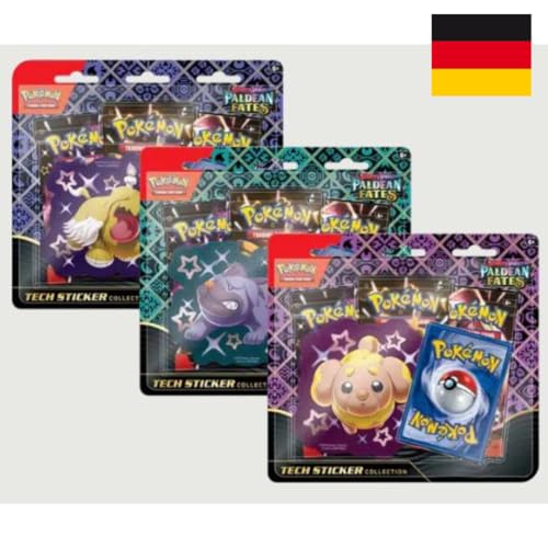 Paldeas Schicksale 4.5 - Tech Sticker Collection (zufällige Auswahl) - mit 3 brandneuen Boostern und einem Sticker - DEUTSCH + Heartforcards® Versandschutz von HEART FOR CARDS