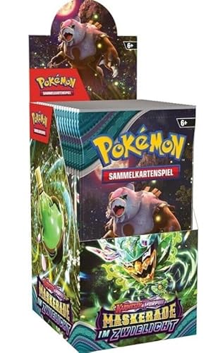 Pokemon Karmesin & Purpur: Maskerade im Zwielicht Display mit 18 Boostern - DEUTSCH + Heartforcards® Versandschutz von HEART FOR CARDS