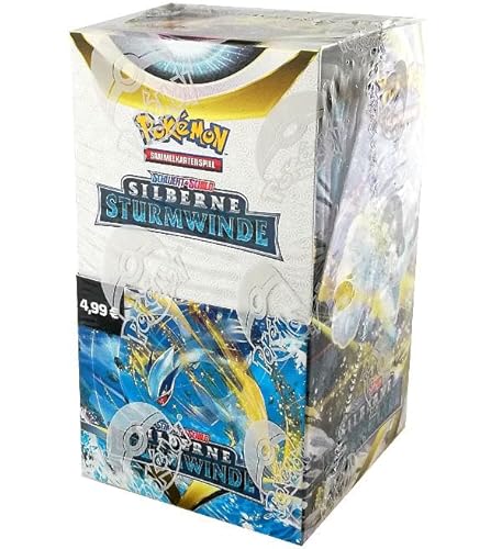 Pokemon Schwert & Schild - Silberne Sturmwinde - Display mit 18 Boostern a 10 Karten - DEUTSCH + Heartforcards® Versandschutz von HEART FOR CARDS