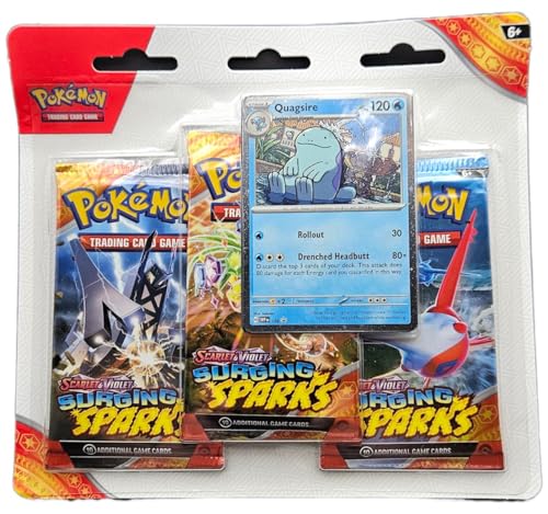 Pokémon Surging Sparks - 3-Pack Blister - Quagsire ENGLISCH + Heartforcards® Versandschutz von HEART FOR CARDS