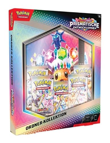 Prismatische Entwicklungen Ordner Collection DEUTSCH | Pokémon Karmesin & Purpur 08.5 | 5 Boosterpacks + Kartenordner für 378 Karten + Heartforcards® Versandschutz von HEART FOR CARDS