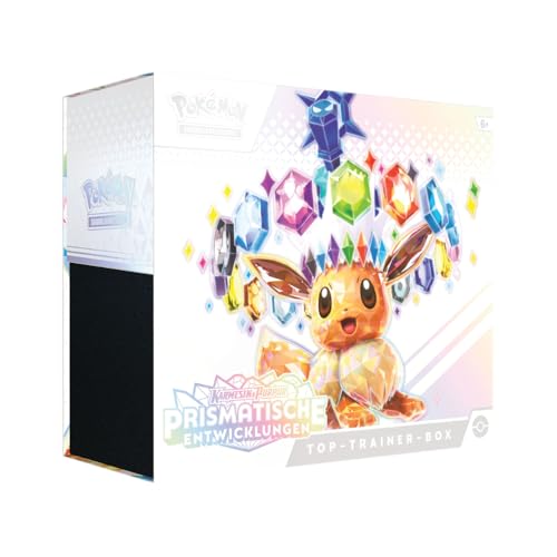 Prismatische Entwicklungen Pokémon Top-Trainer Box KP8.5 DEUTSCH | 9 Boosterpacks + Exklusive Promo-Karte + Mit Heartforcards® Versandschutz von HEART FOR CARDS