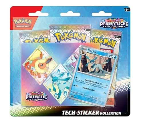 Prismatische Entwicklungen Zufällige Tech-Sticker-Kollektion DEUTSCH | Pokémon Karmesin & Purpur | 3 Boosterpacks + Promo-Karte + Tech-Stickerbogen + Heartforcards® Versandschutz von HEART FOR CARDS