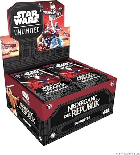 Star Wars Unlimited: Niedergang der Republik Display DEUTSCH | 24 Booster Packs + Heartforcards® Versandschutz von HEART FOR CARDS