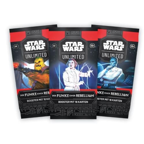 Star Wars: Unlimited - 3X Der Funke der Rebellion - Booster mit 16 Karten - DEUTSCH + Heartforcards® Versandschutz (3) von HEART FOR CARDS