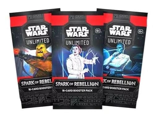 Star Wars: Unlimited - 3X Spark of Rebellion Booster mit 16 Karten - ENGLISCH + Heartforcards® Versandschutz (3) von HEART FOR CARDS